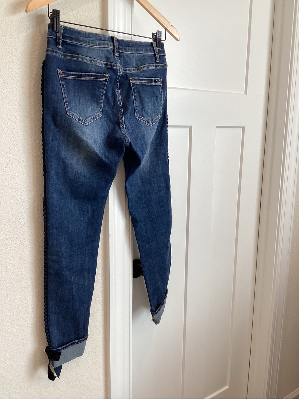 Bebe Textured Velvet Side Stripe Jeans Dolce Vita Skinny New 26 Dark Blue - Picture 9 of 14